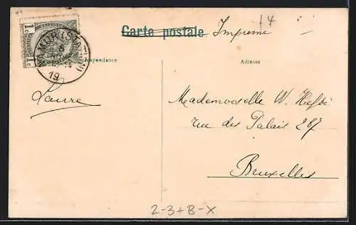 AK Namur, Pont de Jambes et Citadelle, Briefträger mit Brief, Briefmarken