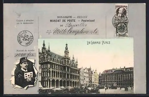 AK Bruxelles, La Grand`Place, Briefträger mit Brief, Briefmarken