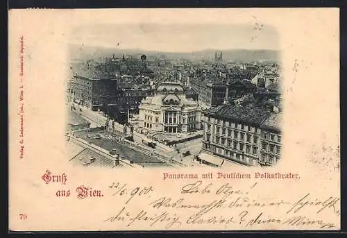 AK Wien VI, Panorama mit dem Deutschen Volkstheater