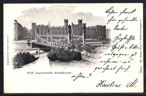 AK Wien, Augartenbrücke und Rudolfskaserne