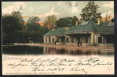 AK Wien, Schönbrunn, Teich mit Gebäude