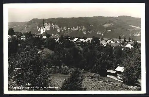 AK St. Margarethen i. Rosental, Ortsansicht gegen die Berge