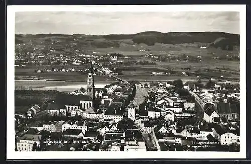 AK Braunau am Inn, Ortsansicht aus der Vogelschau