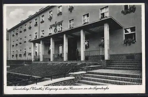 AK Landsberg / Gorzow Wlkp, Eingang zu den Kasernen an der Lugestrasse I. Batl. I. R. 50