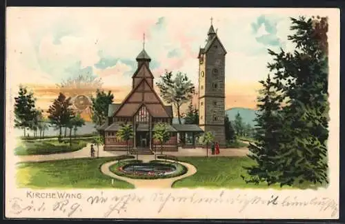 Sonnenschein-Lithographie Brückenberg, Kirche Wang