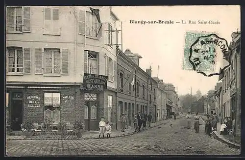 AK Blangy-sur-Bresle, Cafe-Restaurant Masse, La Rue Saint-Denis