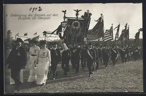 AK Leipzig, XII. Deutsches Turnfest, Einbringung des Banners auf dem Festplatz zur Übergabe