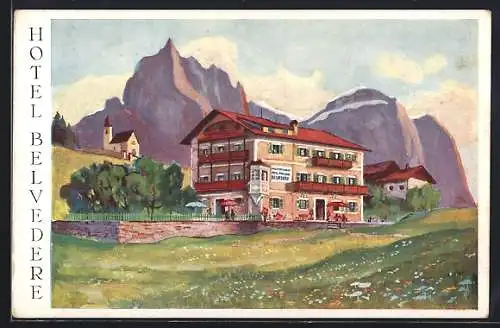 Künstler-AK Castelrotto, Hotel Belvedere