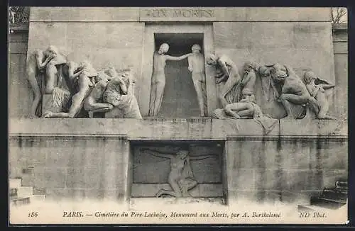 AK Paris, Cimetière du Pere-Lachaise, Monument aux Morts, Detail