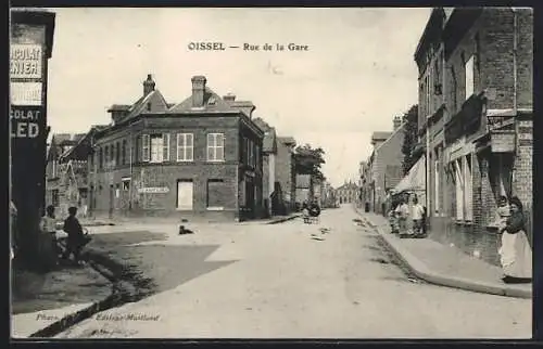 AK Oissel, Rue de la Gare, Strassenpartie