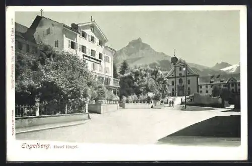 AK Engelberg, Strassenpartie am Hotel Engel