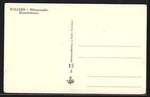 AK Wallern i. Böhmerwalde, Säumerstrasse und Mann mit Ochsengepann