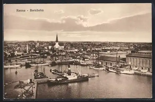 AK Ronne /Bornholm, Blick auf Hafen und Ort