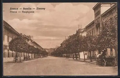 AK Zemun, Foutca, Hauptgasse mit Pferdekutsche