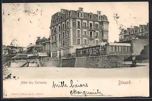 AK Dinard, Hôtel des Terrasses avec vue sur la plage