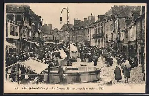 AK Dol, La Grande-Rue un jour de marché