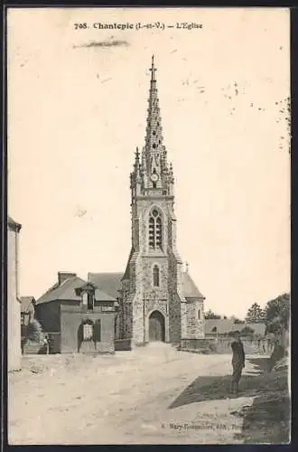 AK Chantepie, L`Église et la rue environnante