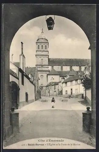 AK Saint-Servan, L`église et la Porte de la Marine