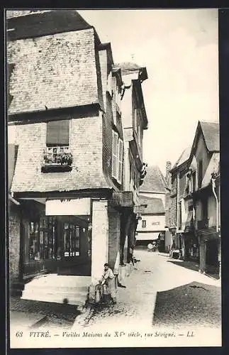 AK Vitré, Vieilles Maisons du XVe siècle, rue Sévigné