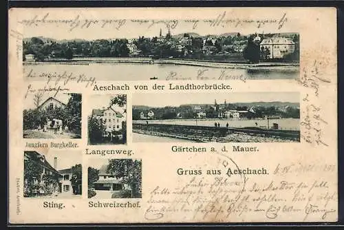 AK Aeschach, Gasthaus Jungfern Burgkeller, Schwiezerhof, Langenweg