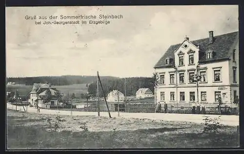 AK Johanngeorgenstadt im Erzgebirge, Strassenpartie am Gasthof Steinbach