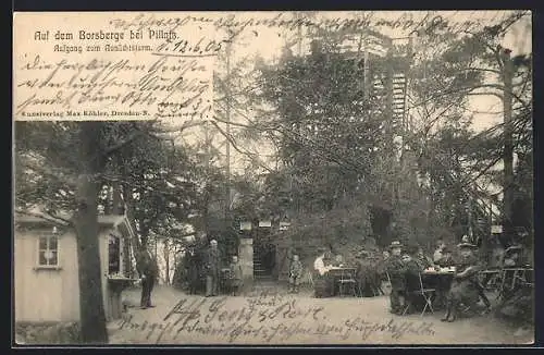 AK Dresden-Pillnitz, Gasthaus auf dem Borsberg, Aussichtsturm