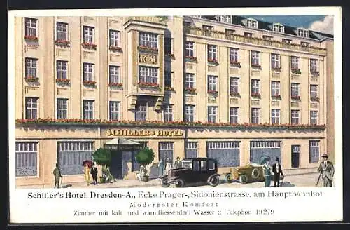 AK Dresden, Schiller`s Hotel, Sidoniestrasse, am Hauptbahnhof