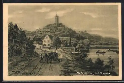 Künstler-AK Otto Thomasczek: Naumburg / Saale, Blick zur Schönburg