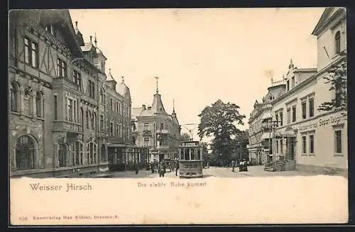 AK Weisser Hirsch, Die elektr. Strassenbahn