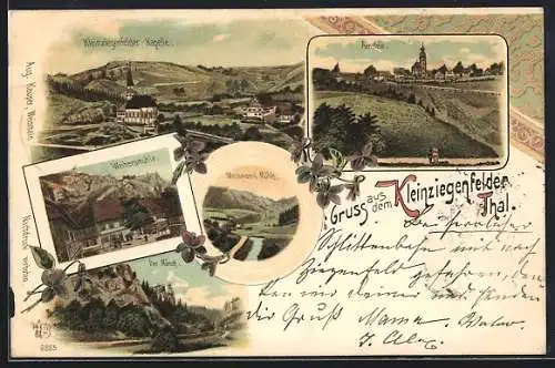 Lithographie Arnstein / Weismain, Restaurant Weihersmühle im Kleinziegenfelder Thal, Wassmanns Mühle