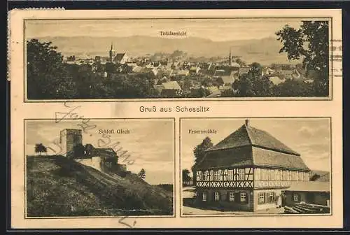 AK Schesslitz, Totalansicht, Schloss Giech, Feuersmühle