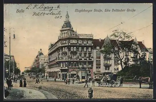 AK Halle / Saale, Magdeburger Strasse, Ecke Delitzscher Strasse