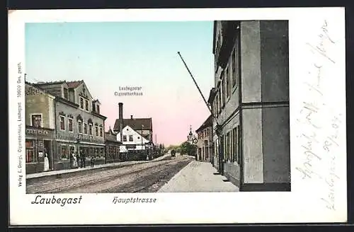 Goldfenster-AK Dresden-Laubegast, Cigarettenhaus und Restaurant Ratskeller an der Hauptstrasse