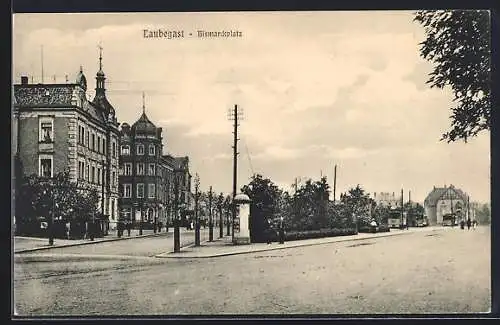 AK Dresden-Laubegast, Partie am Bismarckplatz