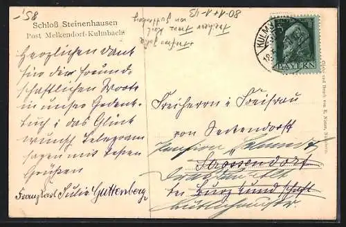 AK Freiherr Franz Karl von Guttenberg mit Freifrau Julia, rückseitig original Tinten-Autographen