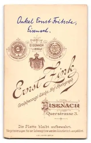 Fotografie Ernst Zink, Eisenach, junger Uffz. Ernst Frittsche in Uniform mit Pickelhaube