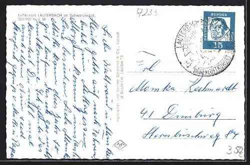 AK Lauterbach im Schwarzwald, Teilansicht und Mann mit Kindern in Tracht