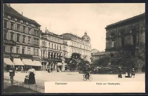 AK Hannover, Theaterplatz mit Kaiser-Cafe