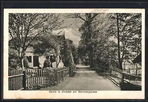 AK Ambach am Starnbergersee, Strassenpartie mit Wohnhaus