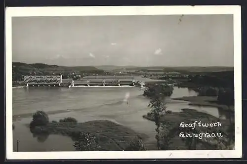 AK Klingnau, Kraftwerk, Panorama aus der Vogelschau