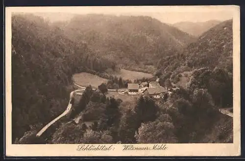 AK Witznau, Witznauer Mühle /Schlüchttal, Ortsansicht mit Strassen aus der Vogelschau