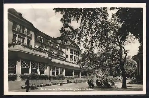 AK Bad Kreuznach, Kurgarten-Partie mit Kurhaus