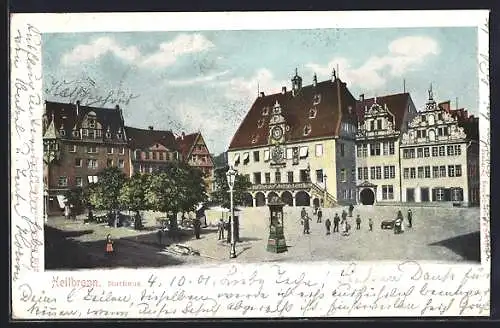 AK Heilbronn, Rathaus mit Platz und Wettersäule