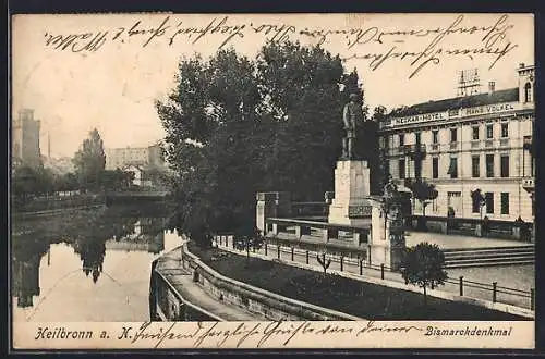 AK Heilbronn a. N., Bismarckdenkmal am Wasser