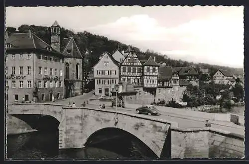 AK Schwäbisch Hall, Henkersbrücke und Ortspanorama aus der Vogelschau