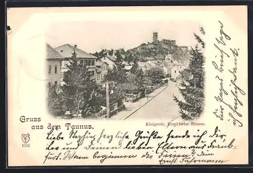 AK Königstein /Taunus, Frankfurter Strasse mit Ruine