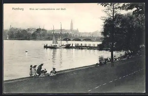 AK Hamburg-Neustadt, Blick auf Lombardsbrücke und den Ort