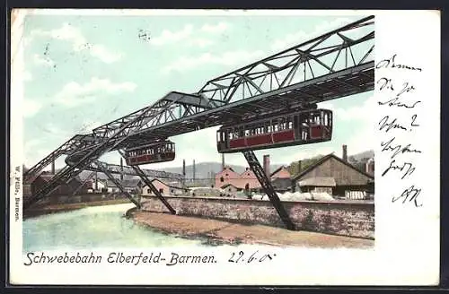 AK Elberfeld-Barmen, Strecke der Schwebebahn