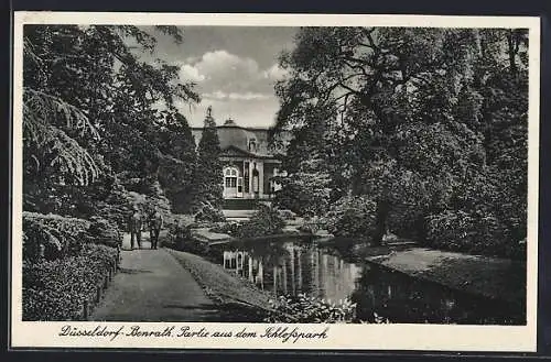 AK Düsseldorf-Benrath, Partie aus dem Schlosspark