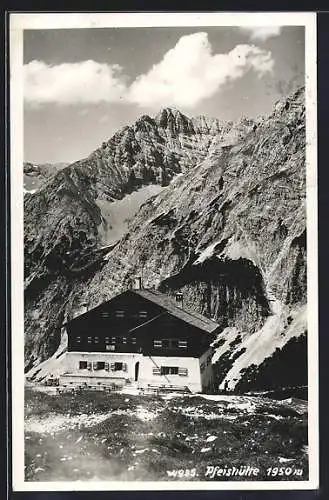 AK Pfeishütte, Berghütte mit Panorama